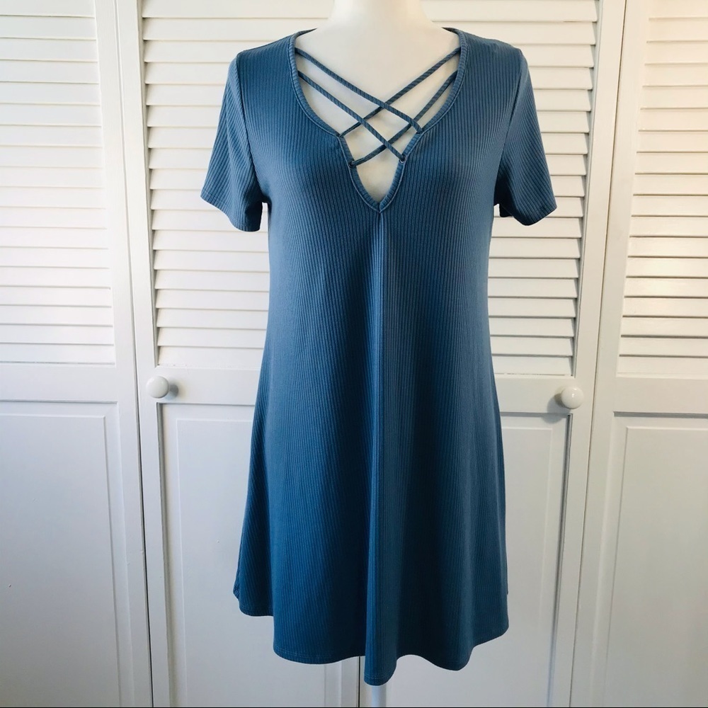 2/$25 CHARLOTTE RUSSE Criss Cross Front T-shirt Dress Size Large